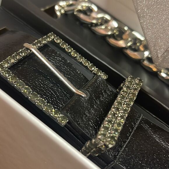 2 steve madden bling chain belt set in glitter gift box- L/XL nwt/nip main image 5